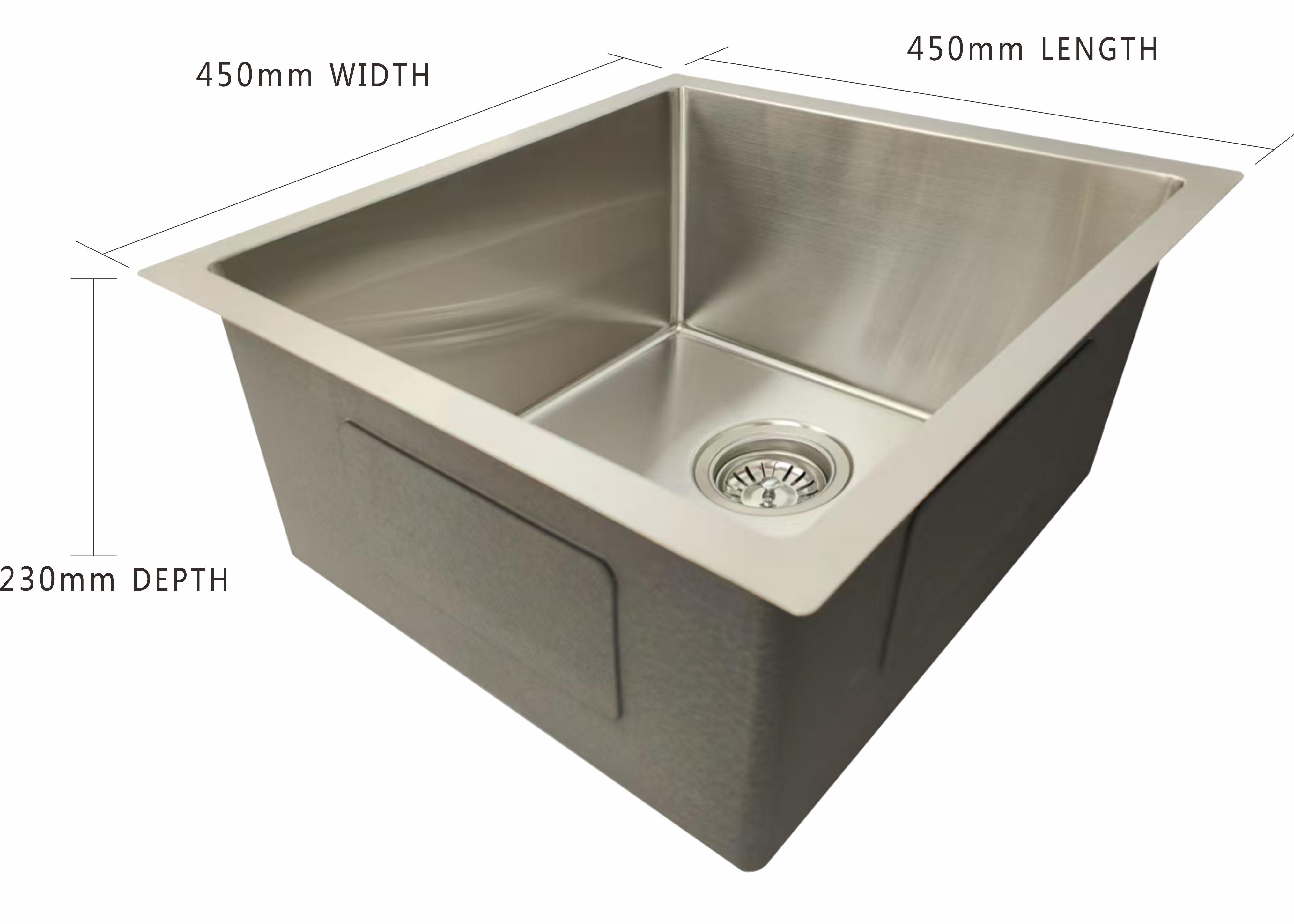 Anatolian 450x450mm Brushed Stainless Steel Sink – 1.2mm Thick | 304 Grade