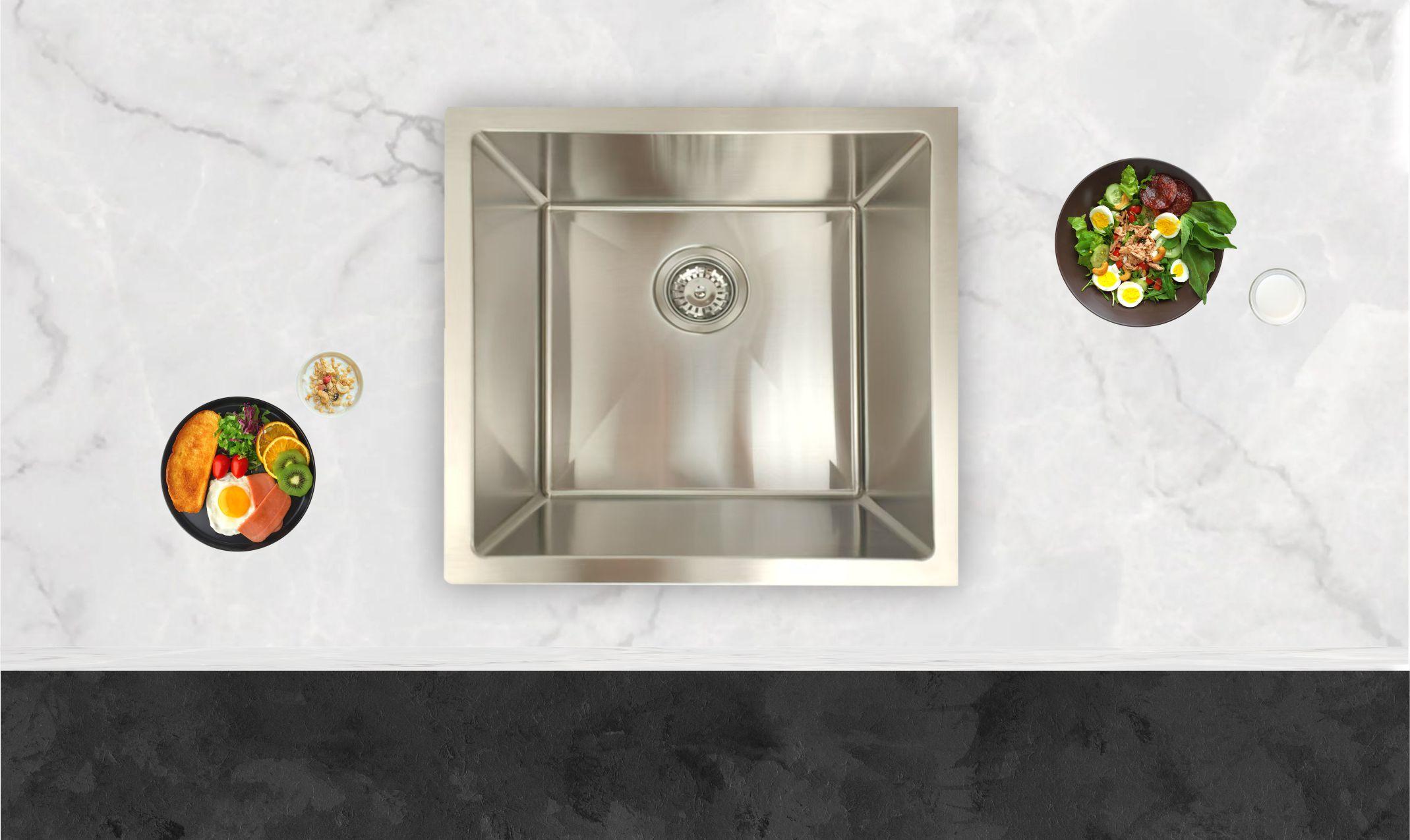 Anatolian 450x450mm Brushed Stainless Steel Sink – 1.2mm Thick | 304 Grade
