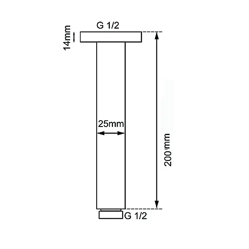 Round Ceiling Shower Arm (200mm)