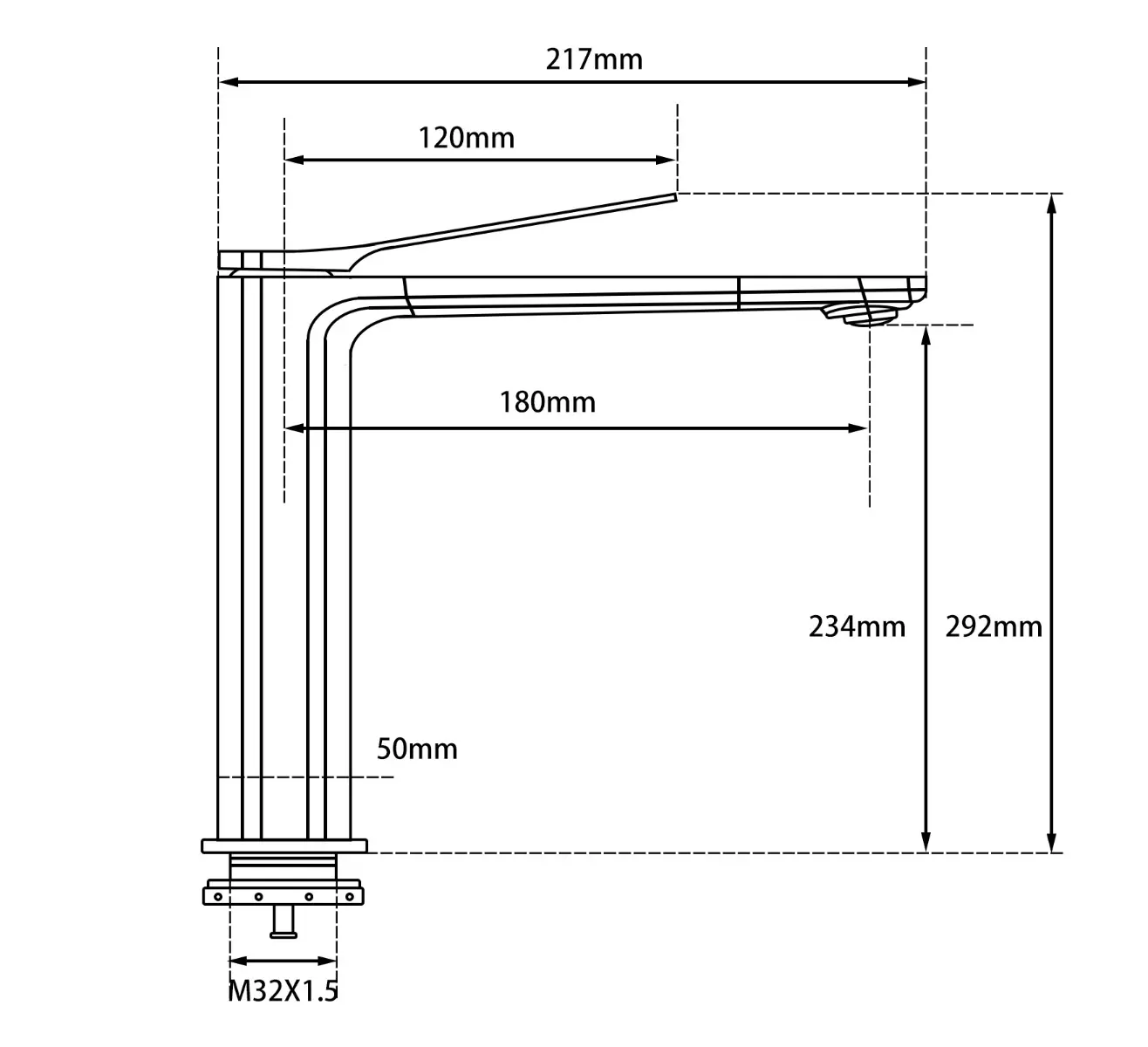 Aquaperla RUSHY Solid Brass Tall Basin Mixer