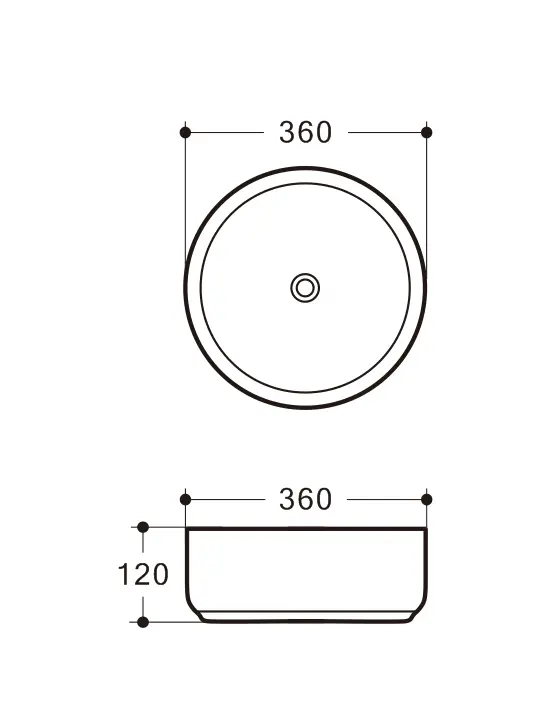 3018 Round Ceramic Black Rim Above Counter Basin