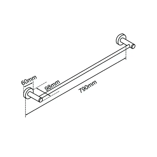 LUCID PIN - 800mm Brushed Copper Cuttable Single Towel Rail