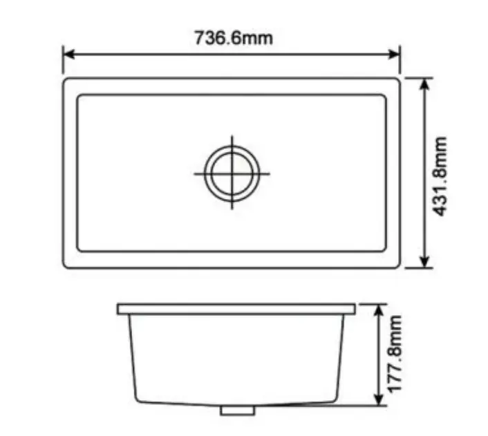 730 x 420mm Granite  Sink – Single Bowl