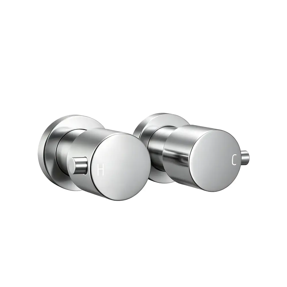 Round Brushed Nickel Shower Wall Taps