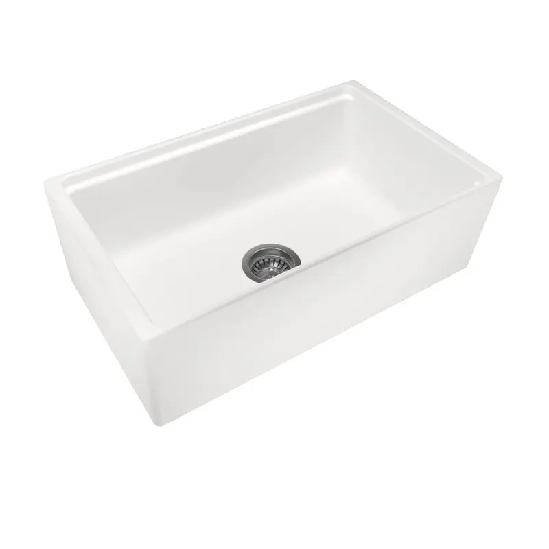 White Carysil Fine Fireclay Single Bowl Kitchen Sink 762*457*254mm