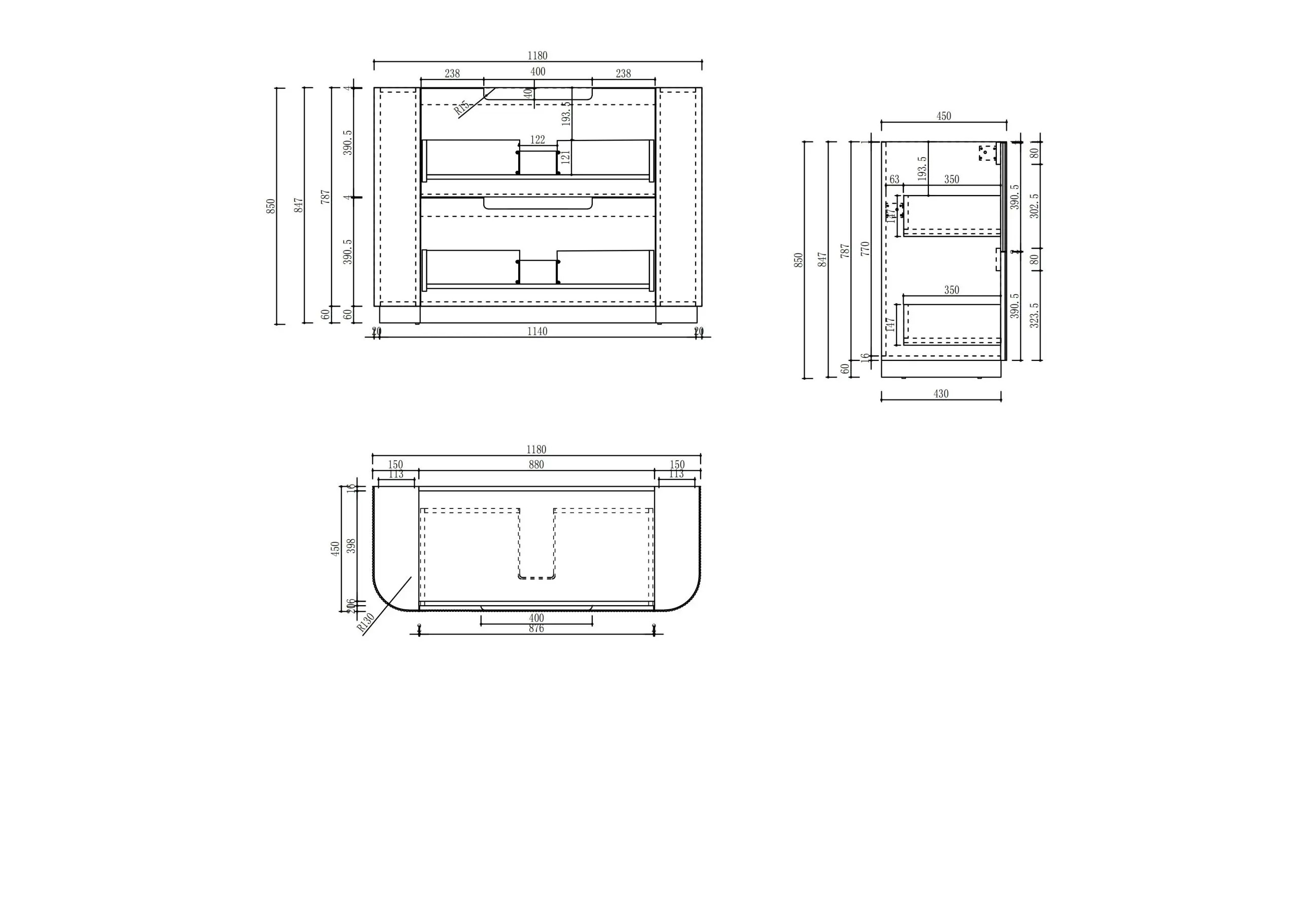Aulic Curva Matte White  Floor Standing Vanity 1200mm