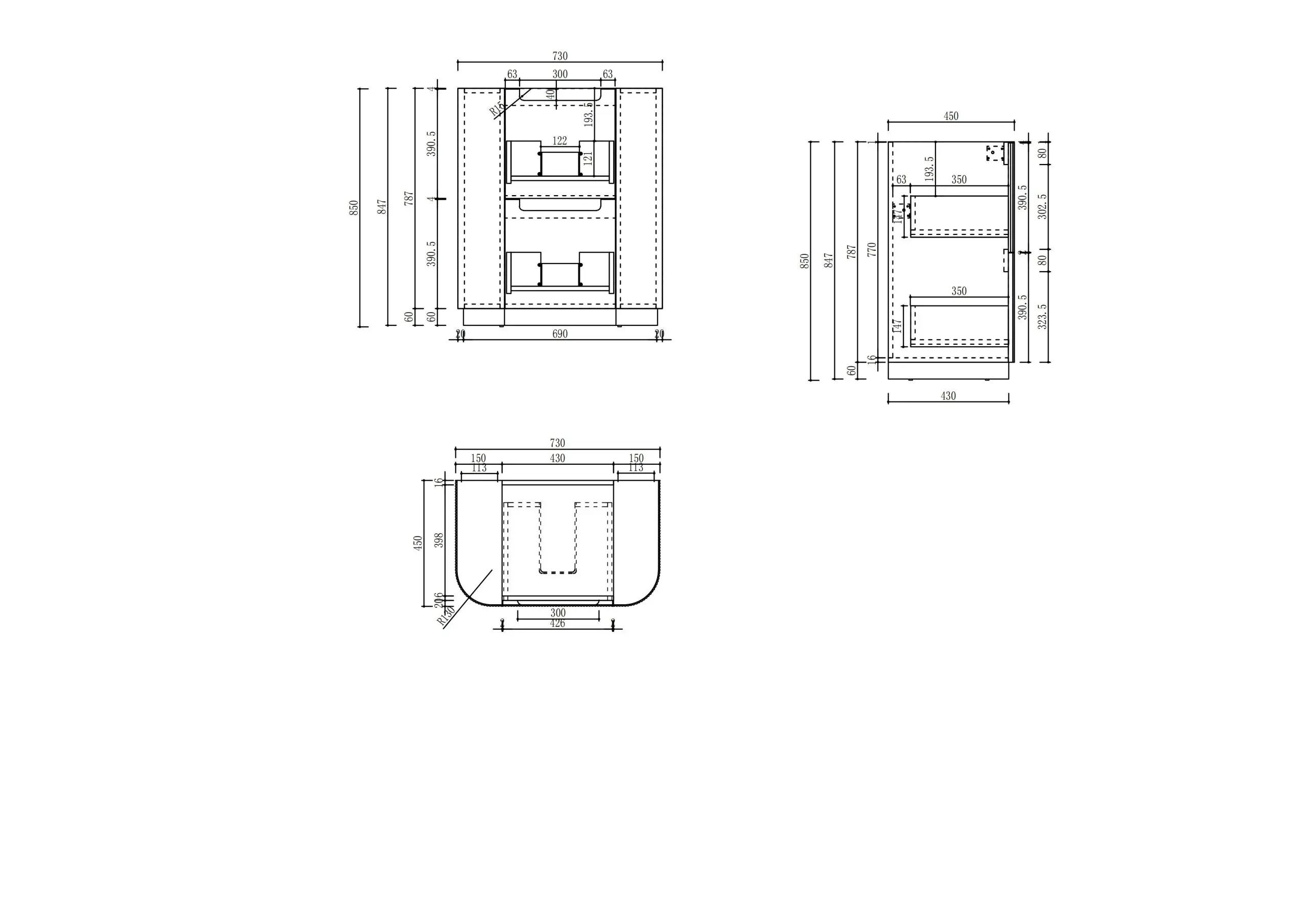 Aulic Curva Matte White Floor Standing 750mm