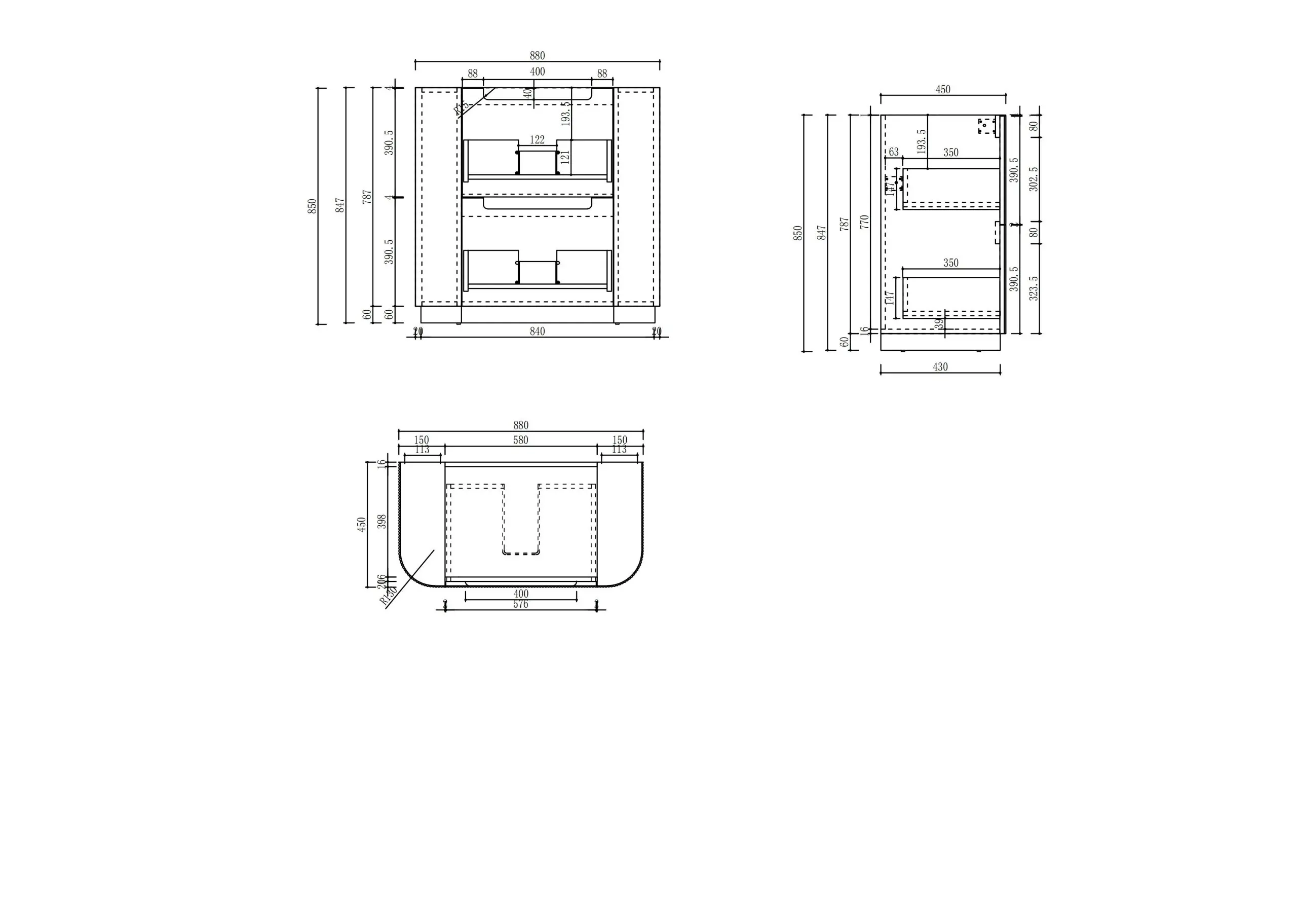 Aulic Curva  Matte White Floor Standing Vanity 900mm