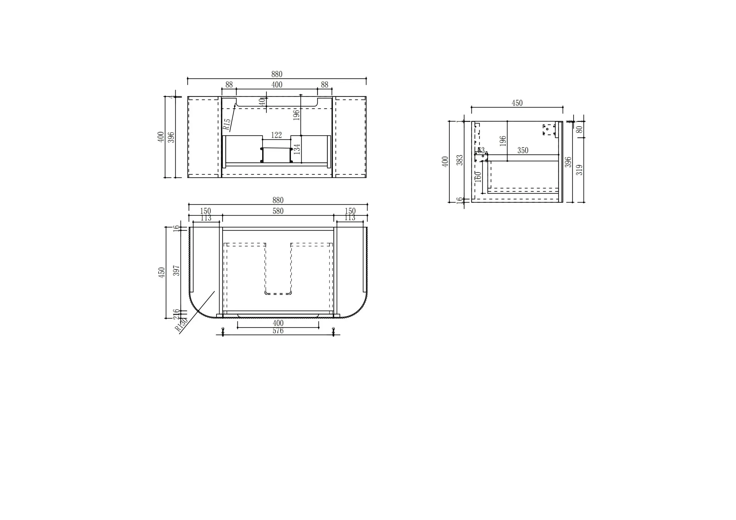 Varcelli Mono Wall Hung Vanity 900mm