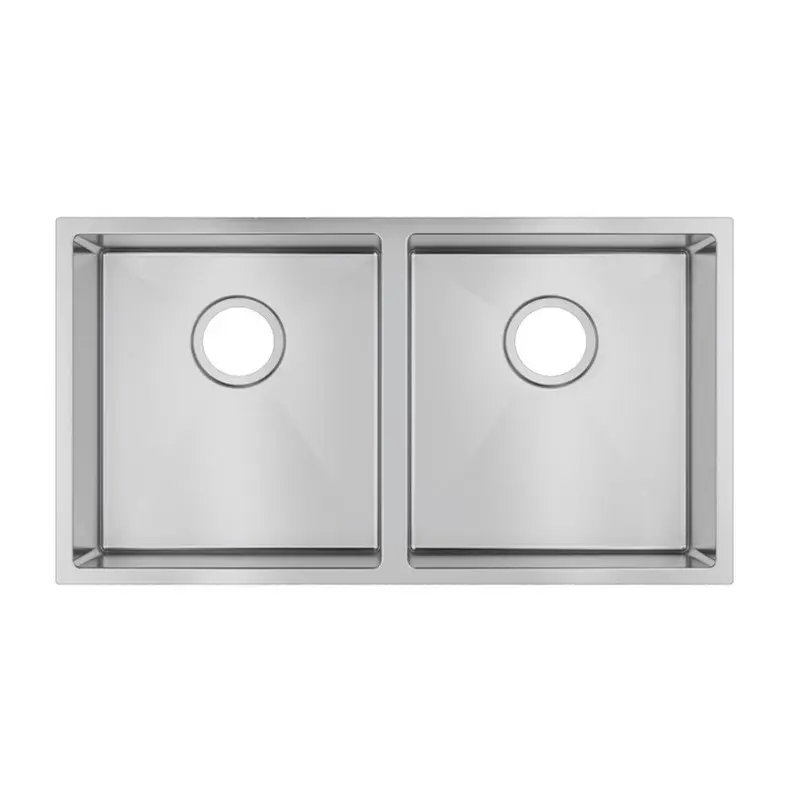 Aquaperla Round Corner Handmade Double Bowl Kitchen Sink 820x457x230mm