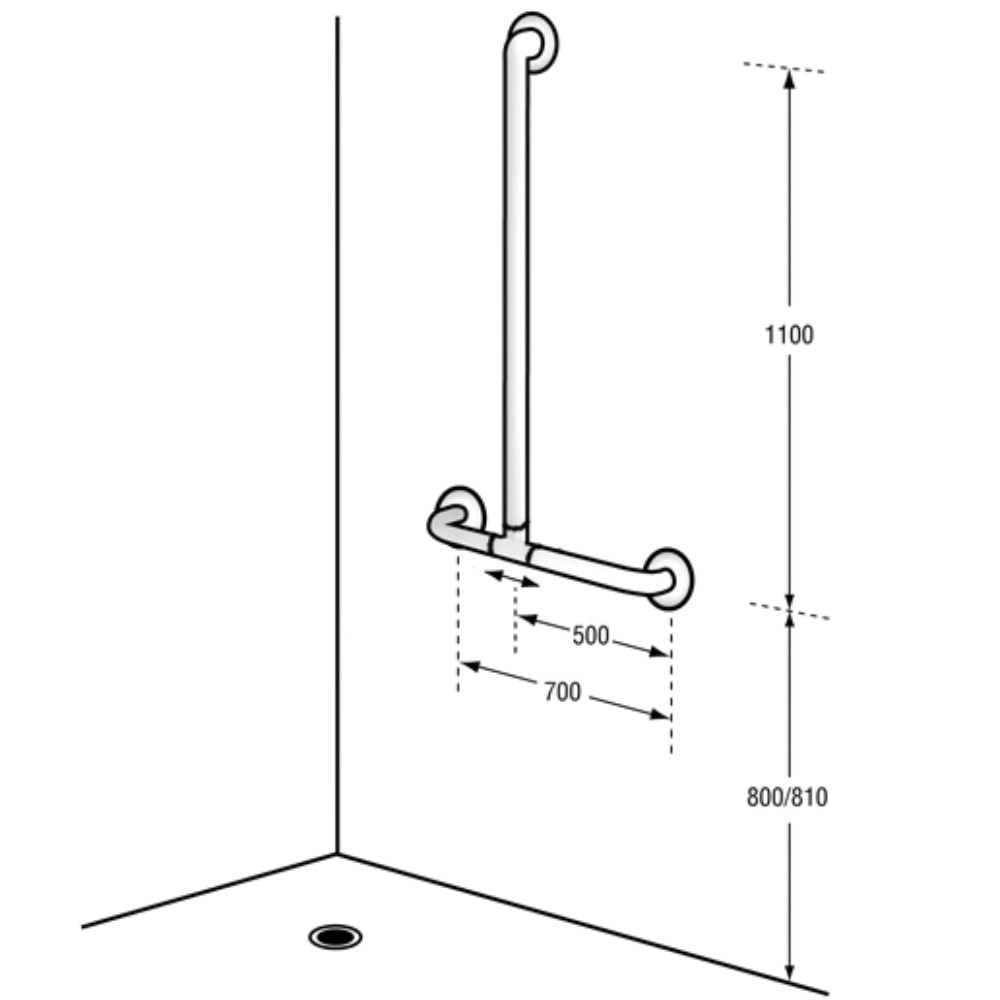 Universal Sliding Shower Grab Rail in Satin Stainless Steel