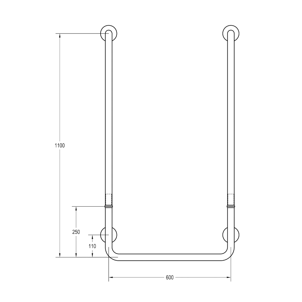 Modular U-Shaped Grab Rail in Satin Stainless Steel