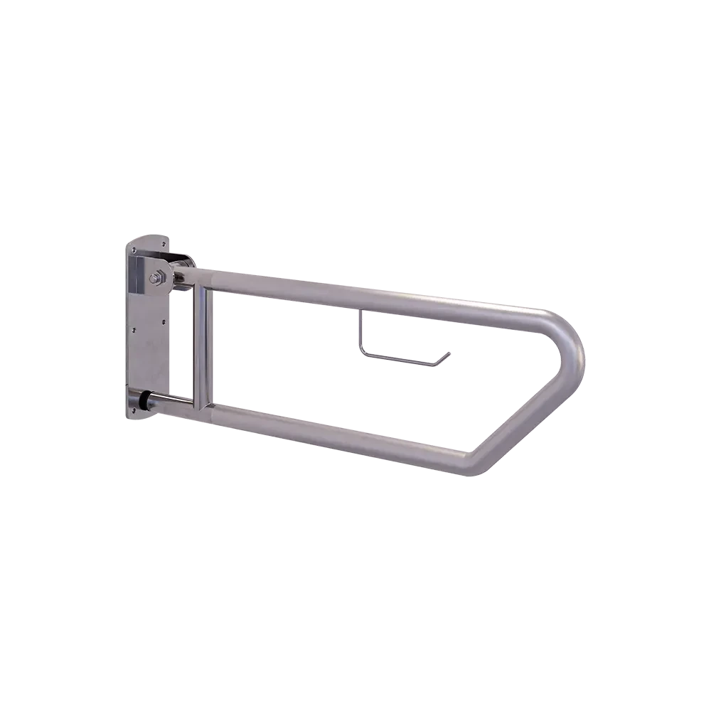 Pull Down Grab Rail with Toilet Roll Holder - Peened