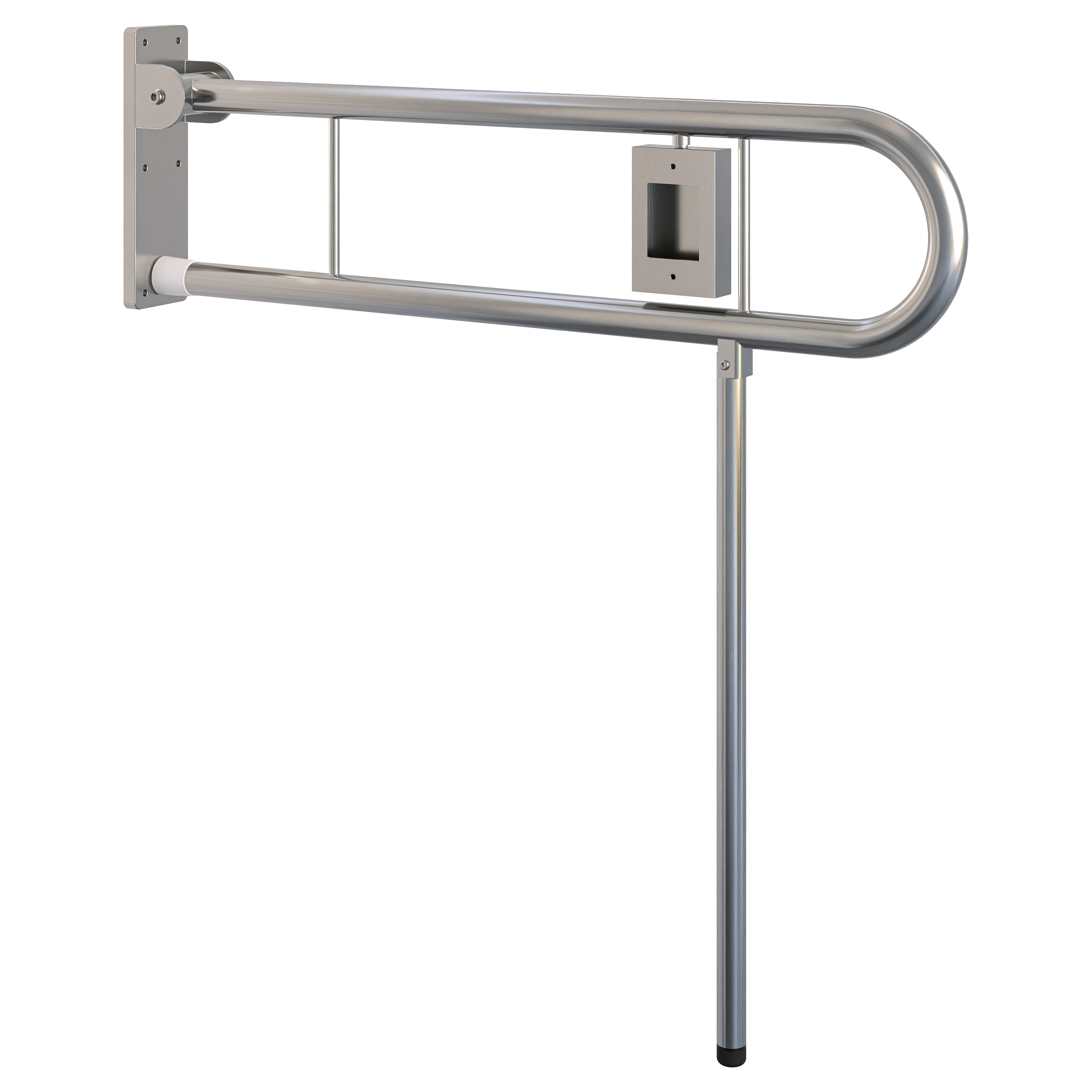 Changing Places Bariatric Drop Down Grab Rail (Single), Left Hand Nurse Call in Satin Stainless Steel