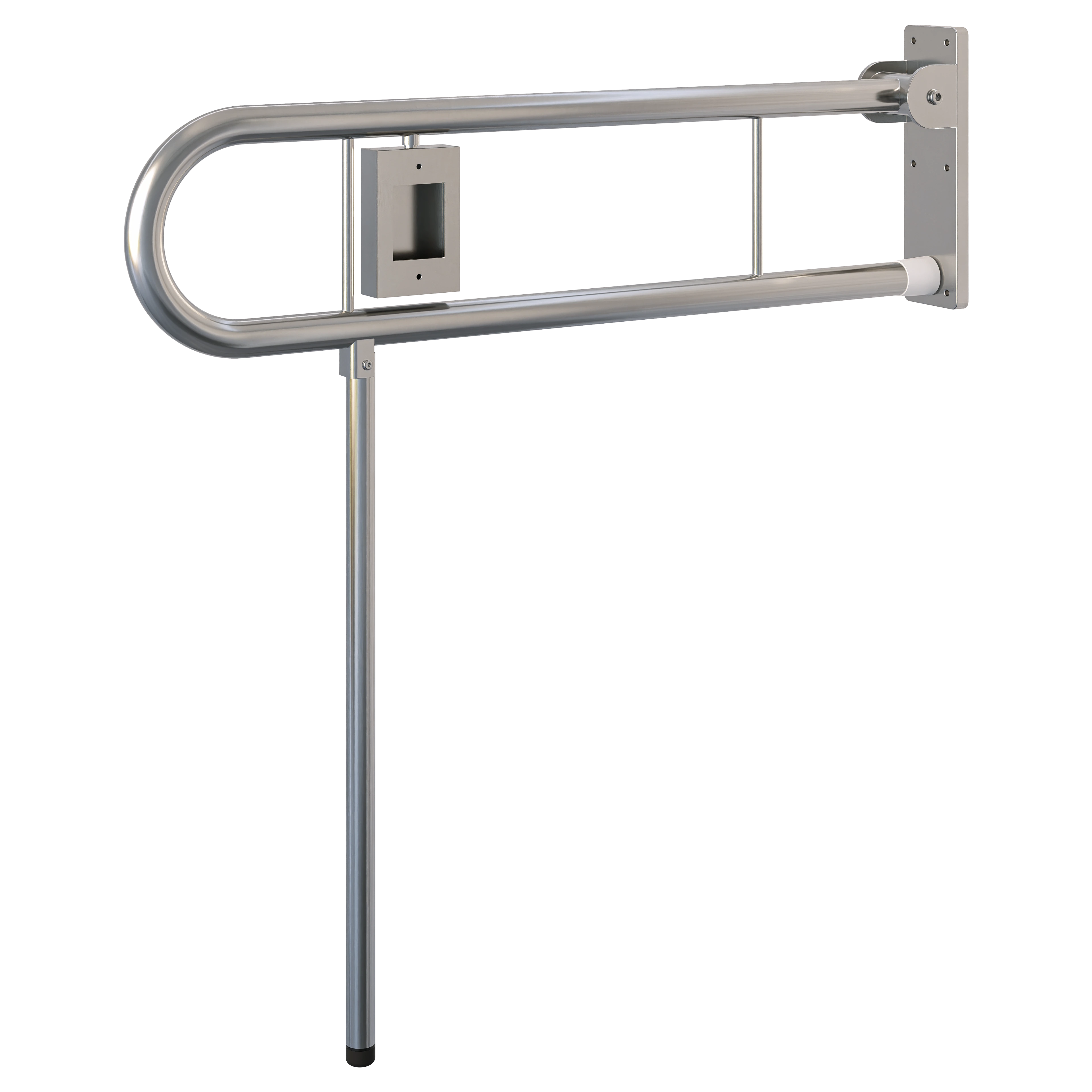 Changing Places Bariatric Drop Down Grab Rail (Single), Right Hand Nurse Call in Satin Stainless Steel