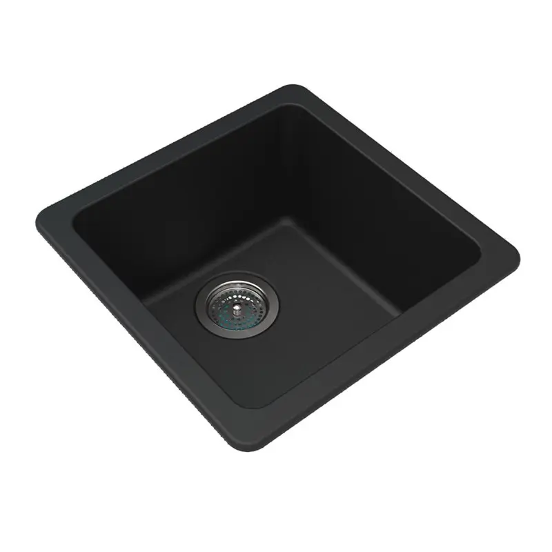 Arete 422 x 422 x 203mm Square Stone Granite Single Bowl Kitchen Sink