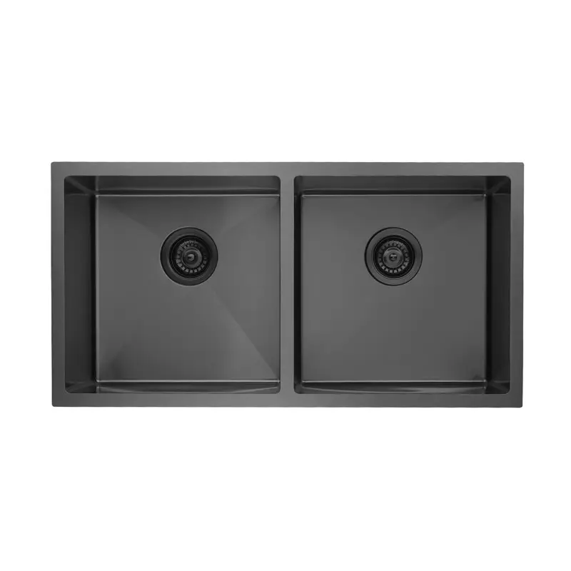 Aquaperla Round Corner Handmade Double Bowl Kitchen Sink 860 x 440 x 200mm