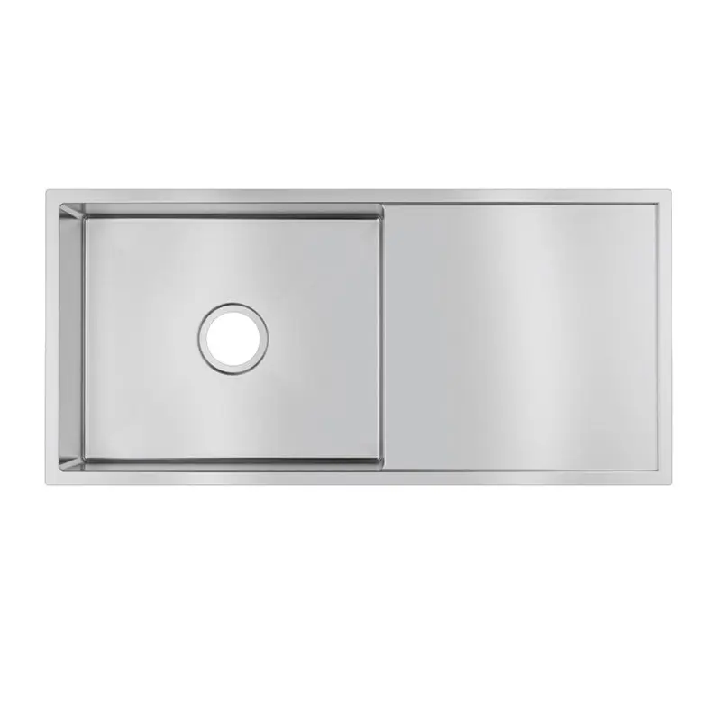 Aquaperla Round Corner Handmade Single Bowl with Drain Board Kitchen Sink 960 x 450 x 230mm