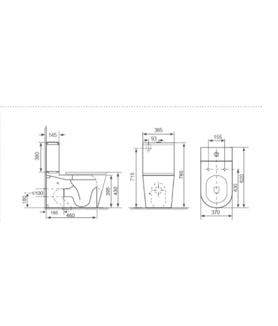 Anatolian Ceramic Toilet B2304A - White, Dual Flush, Tornado Rimless, Soft-Close Lid