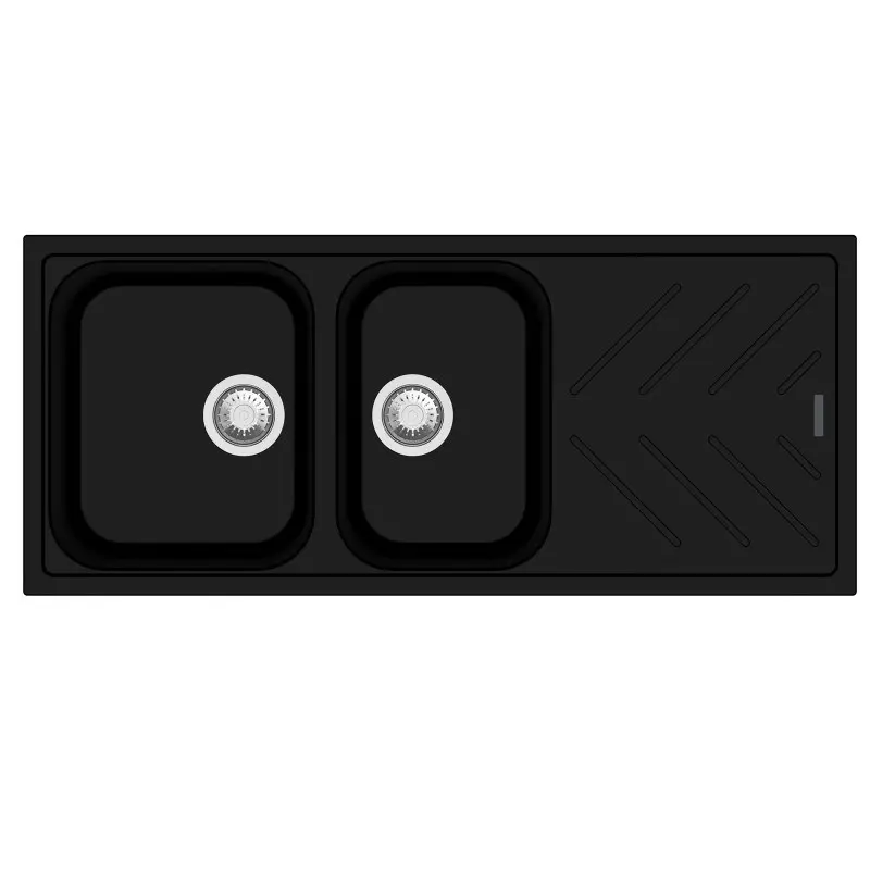 Carysil New Beethoven D200 Granite 1 and 3/4 Bowl with Drain Board Stone Kitchen Sink 1160 x 500mm