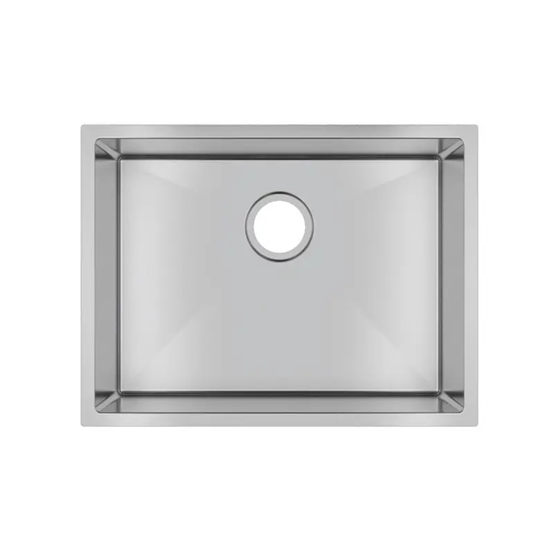 Aquaperla Round Corner Handmade Single Bowl Kitchen Sink with Drain Board 600 x 450 x 300mm