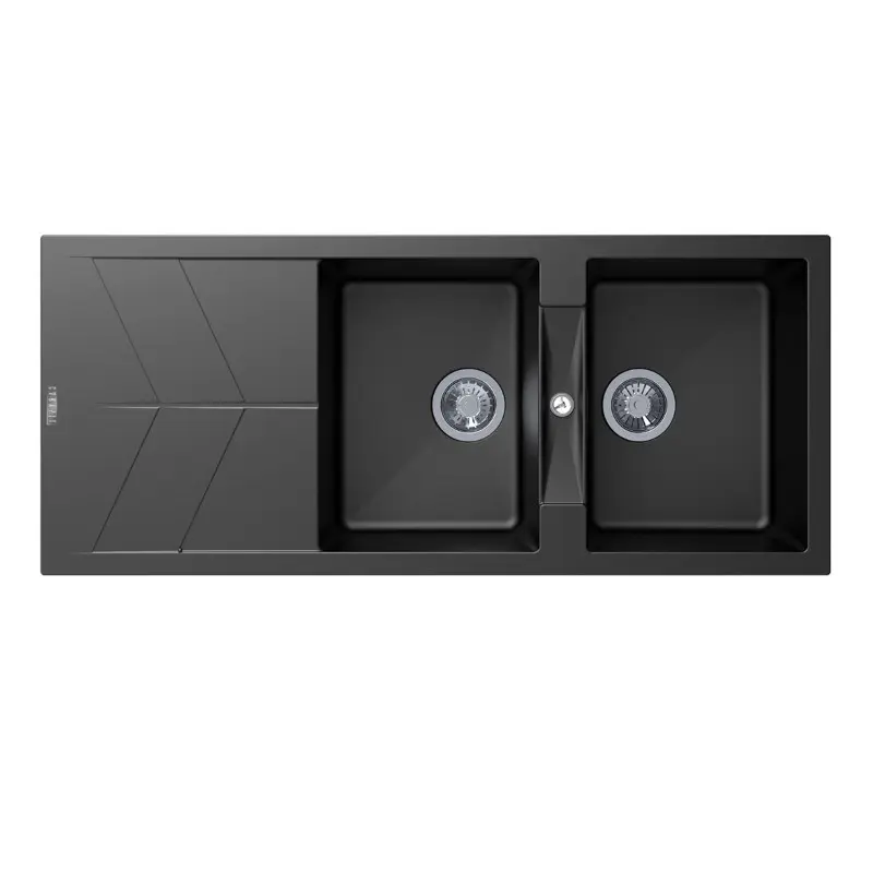 Carysil Jazz D-200 Double Bowl with Drain Board Stone Kitchen Sink 1150 x 500mm