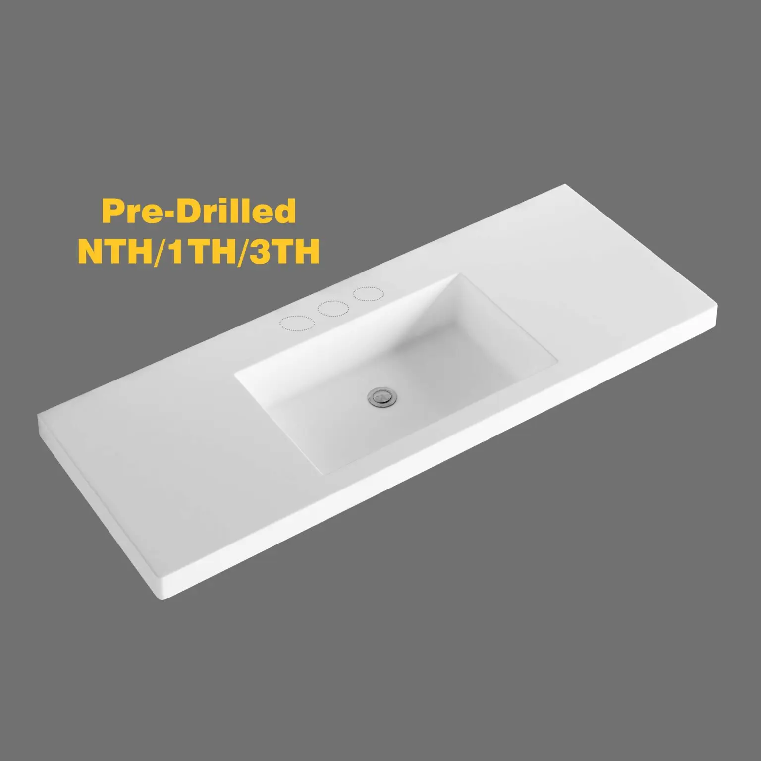 Volvo 1200mm Matt White polymarble top with no overflow