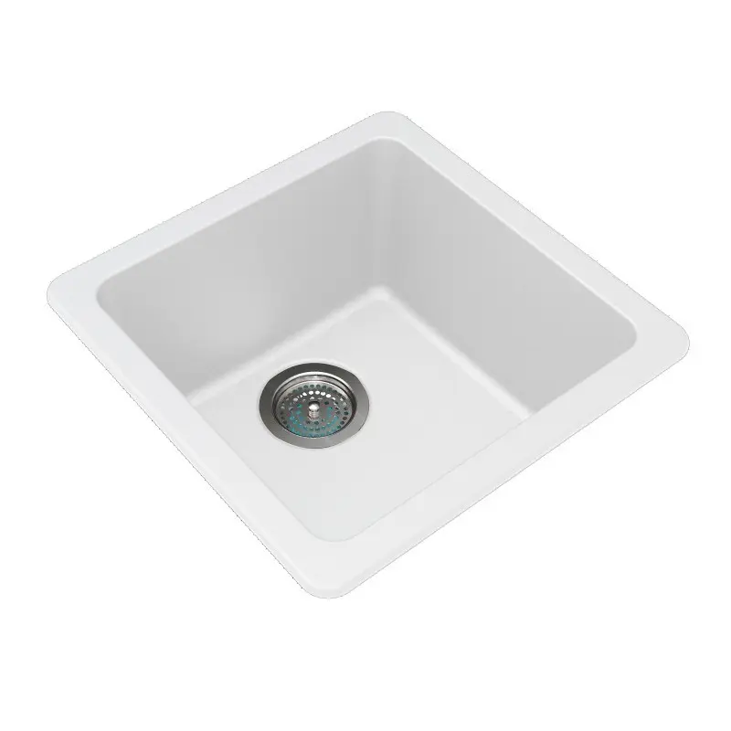 Arete 422 x 422 x 203mm Square Stone Granite Single Bowl Kitchen Sink