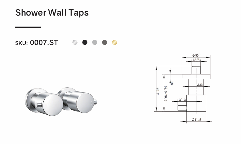 Round Brushed Nickel Shower Wall Taps