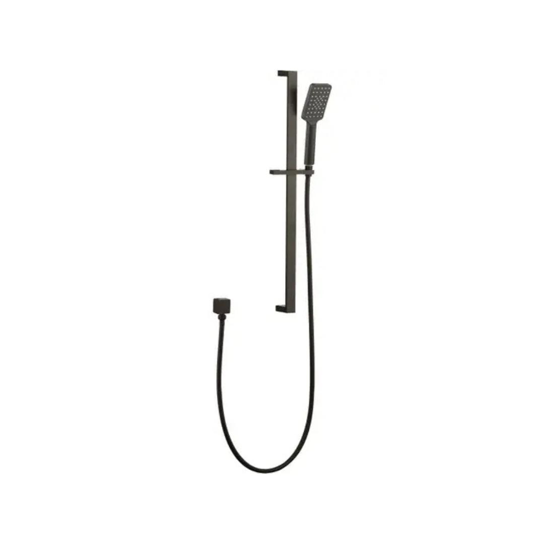 Taran Gun Metal Shower Rail with Square Handheld Shower Piece