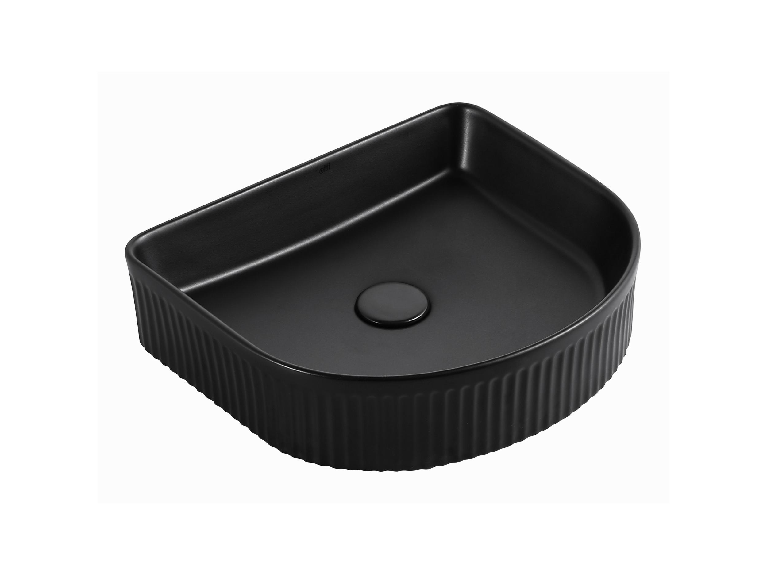 Archie 415x365x100 Matte Black Fluted Basin