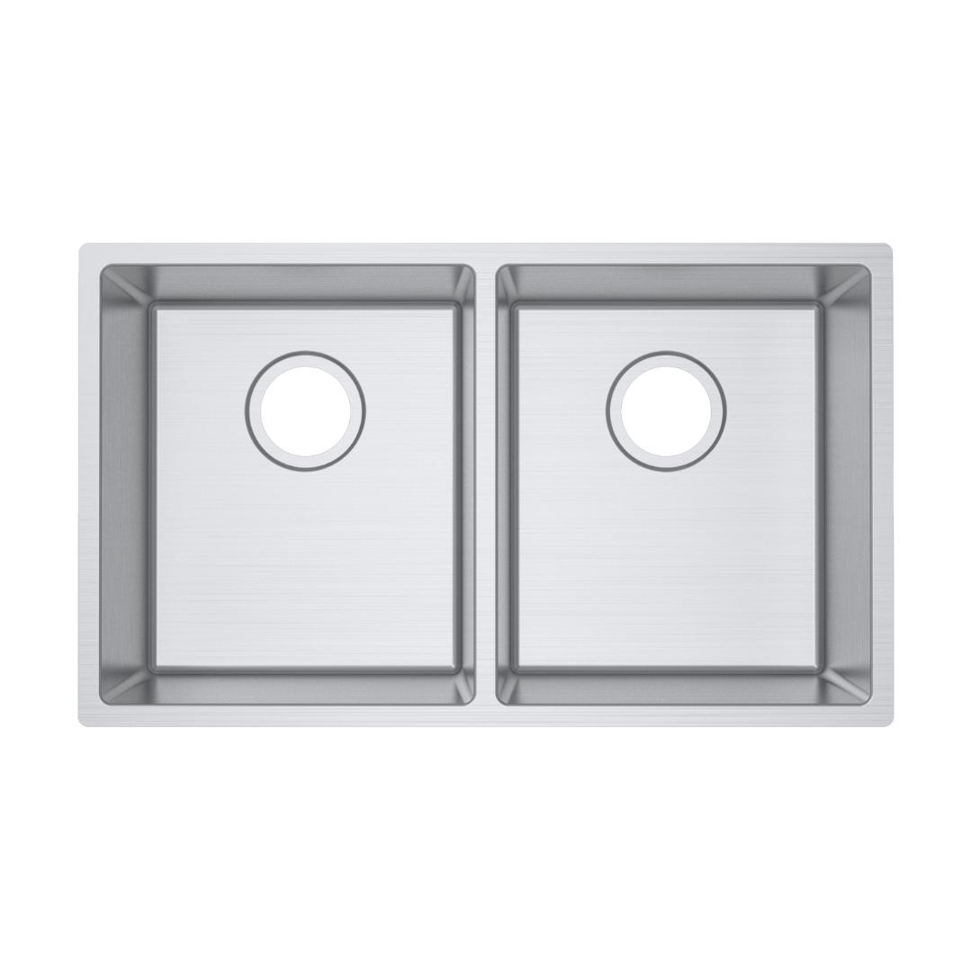 Aquaperla Round Corner Chrome Stainless Steel Handmade Double Bowl Kitchen Sink 740*440*200mm