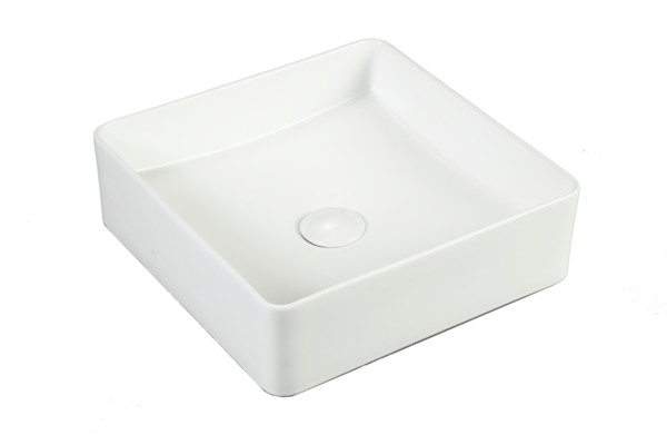 CLEARANCE 488 Square Matt White Ceramic Above Counter Basin