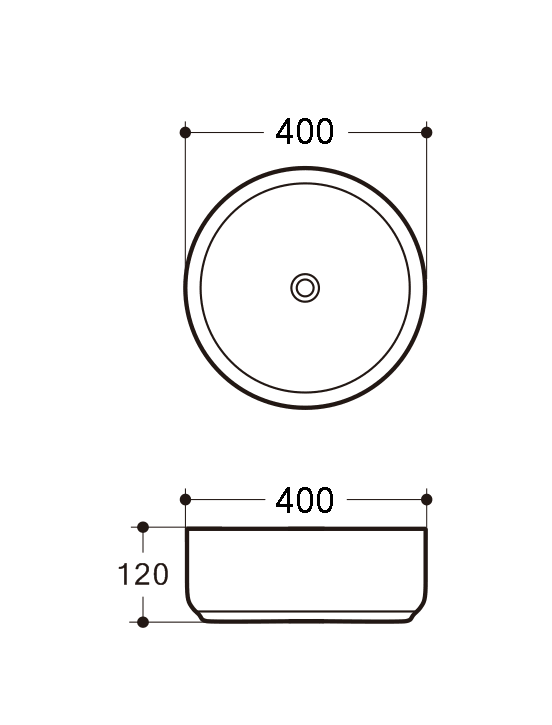 Riva 499 Round Gloss White Ceramic Fluted Above Counter Basin