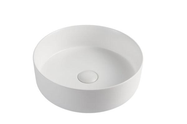 499 Round Gloss White Ceramic Diagonal Pattern Above Counter Basin