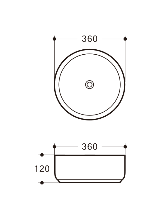 3018 Round Brushed Silver & Matt Black Ceramic Above Counter Basin