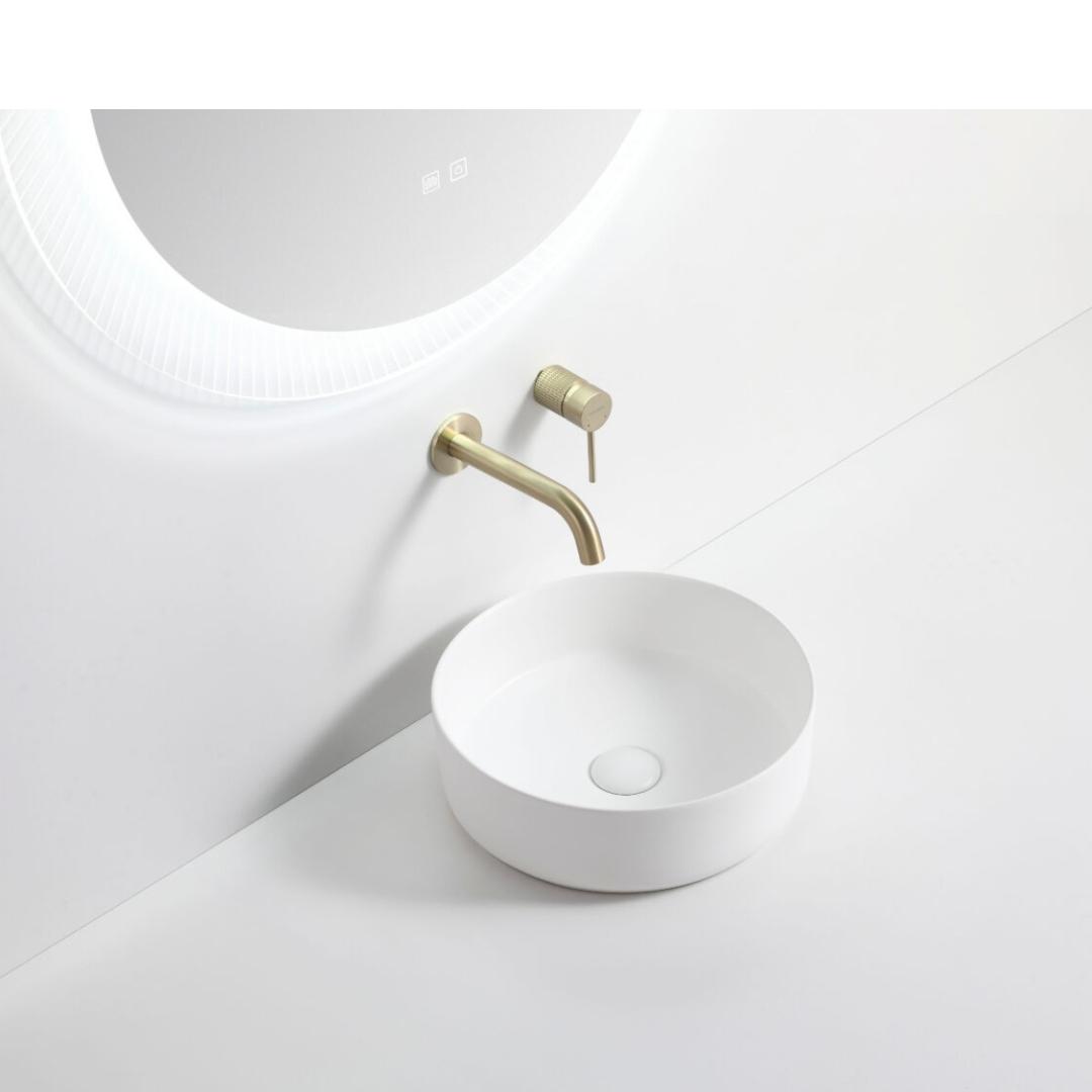 499 Round Gloss White Ceramic Above Counter Basin