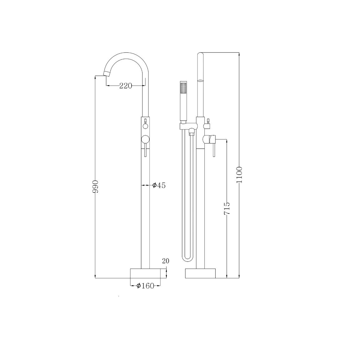 Otus Freestanding Bath Mixer Matt Black