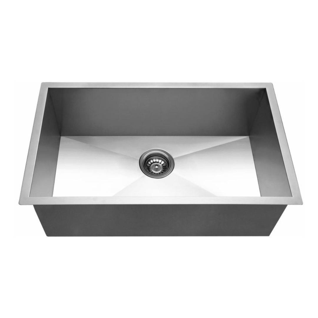 Aquaperla Round Corner Chrome Stainless Steel Handmade Single Bowl Kitchen Sink 762*457*254mm