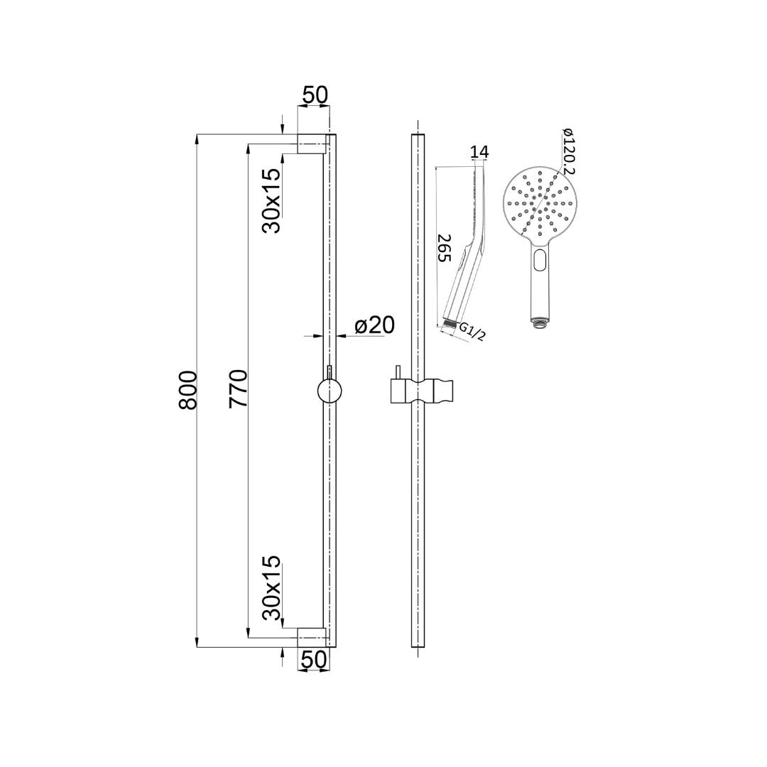 Cora Rail Shower Brushed Gold