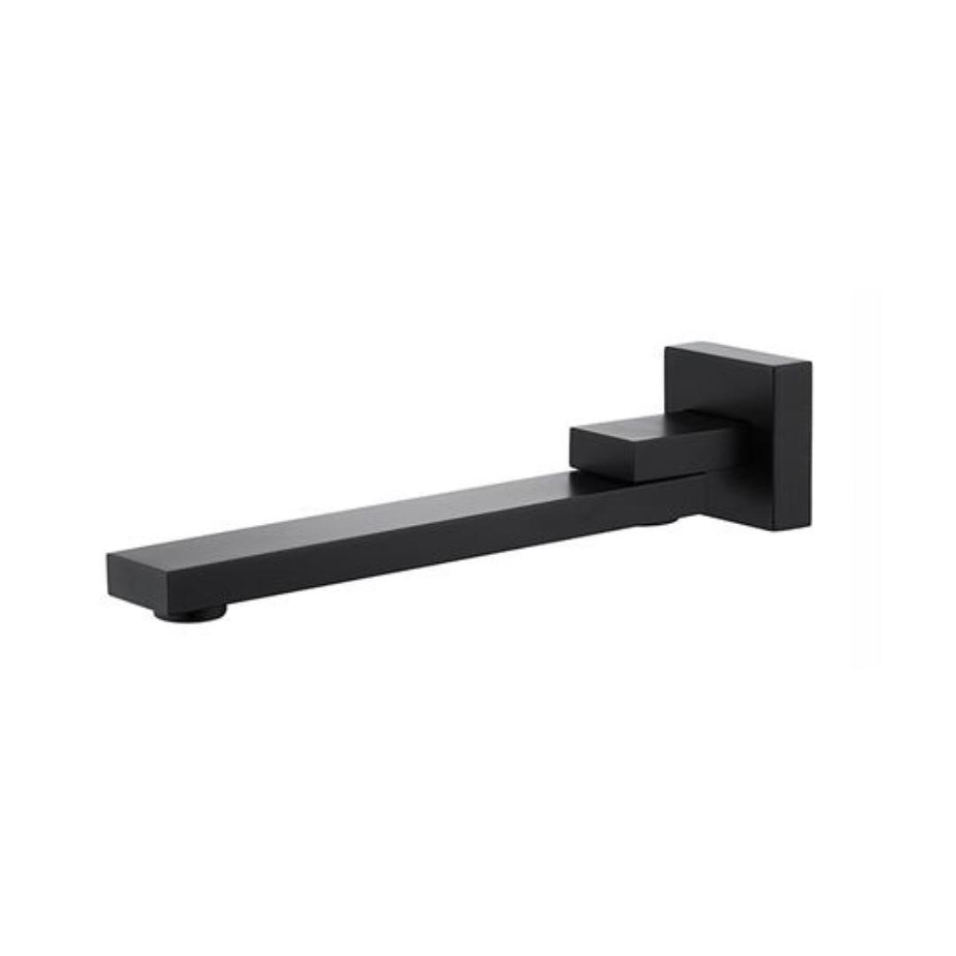 Taran Matte Black Swivel Bath Spout Square