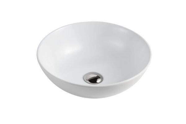 Riva 601C Round Gloss White Ceramic Above Counter Basin
