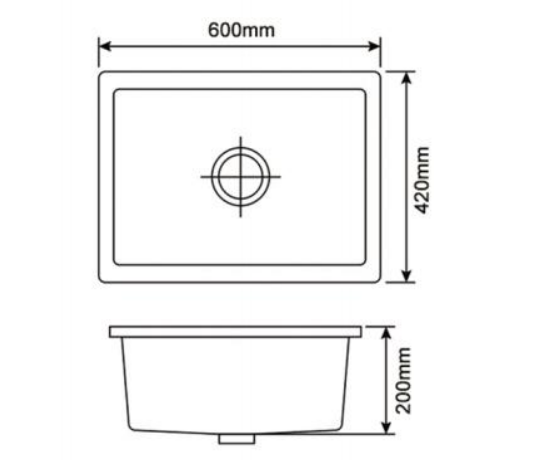 Anatolian 600 x 420mm White Granite Sink – Single Bowl | Scratch & Stain Resistant