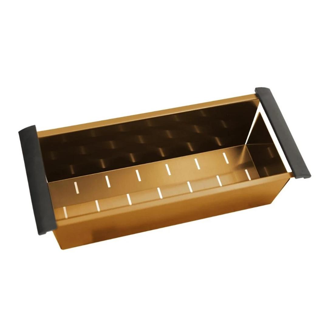 Brushed Brass Stainless Steel Kitchen Sink Colander 450*190*130mm