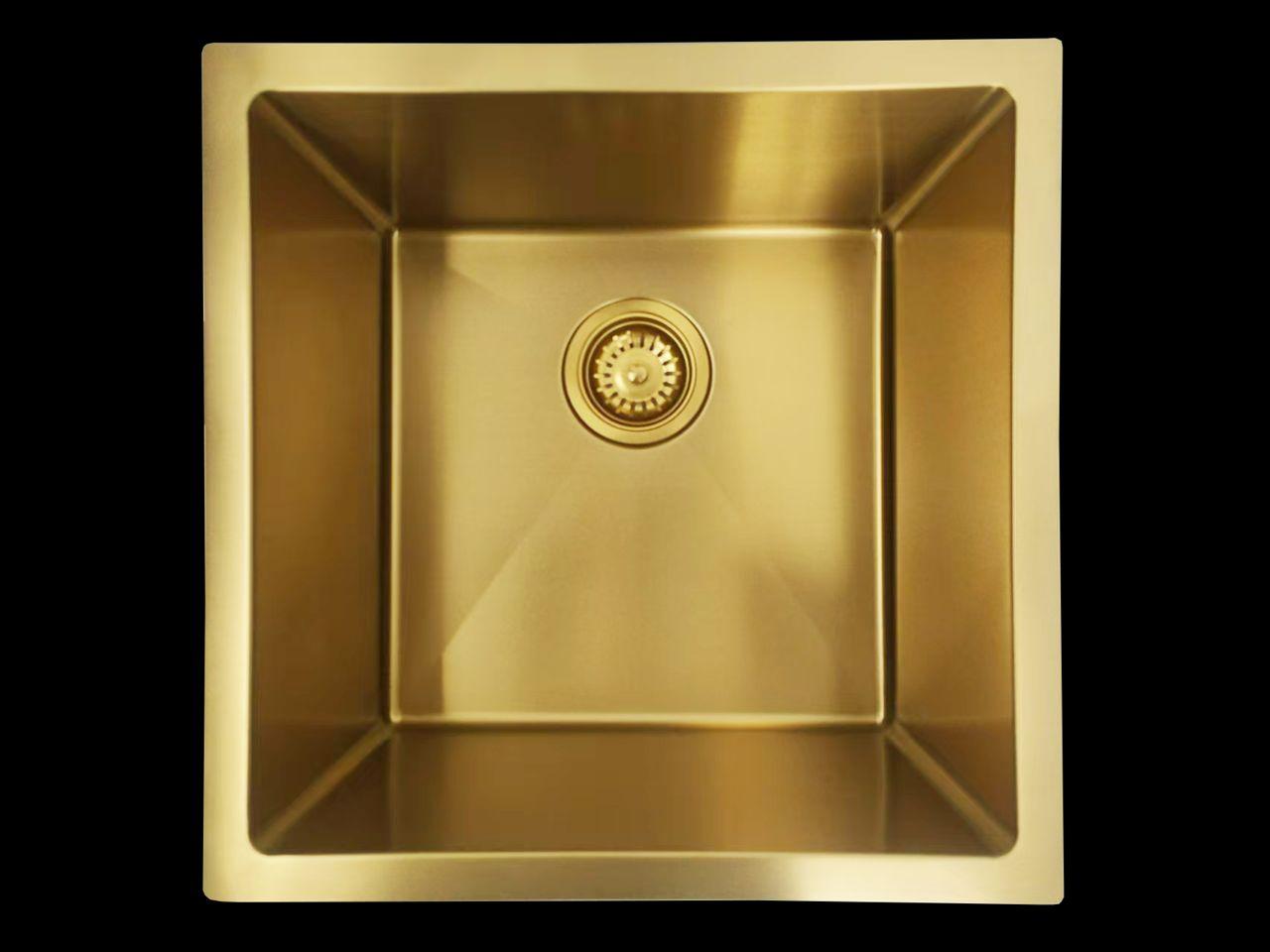 450x450mm Handmade Gold Stainless Steel Sink – 1.2mm Thick | 304 Grade