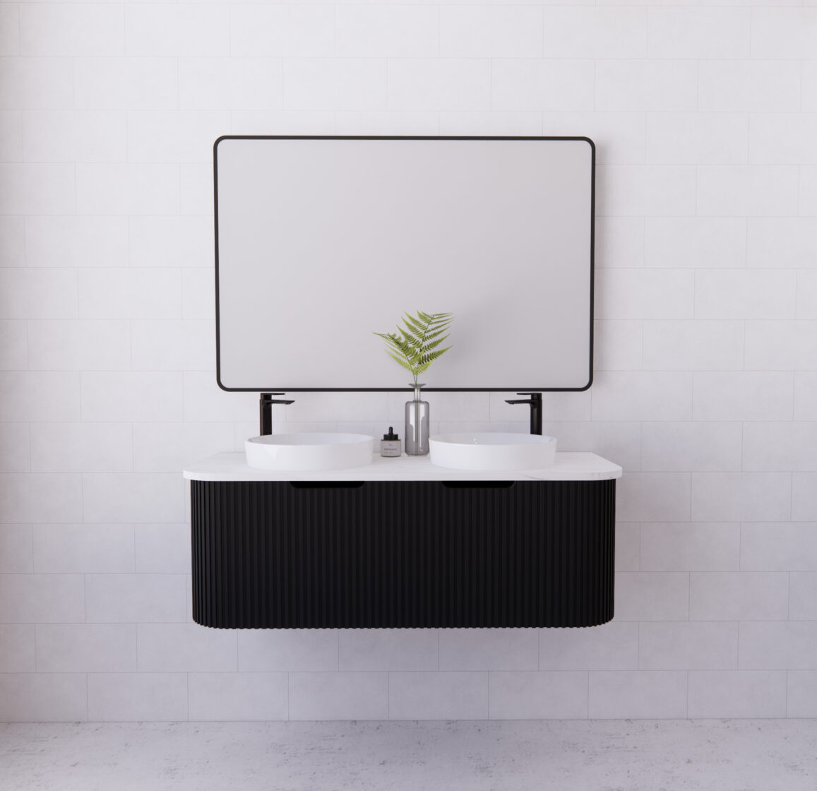 Bergen WH1200 1200mm Wall Hung Vanity - Matt Black