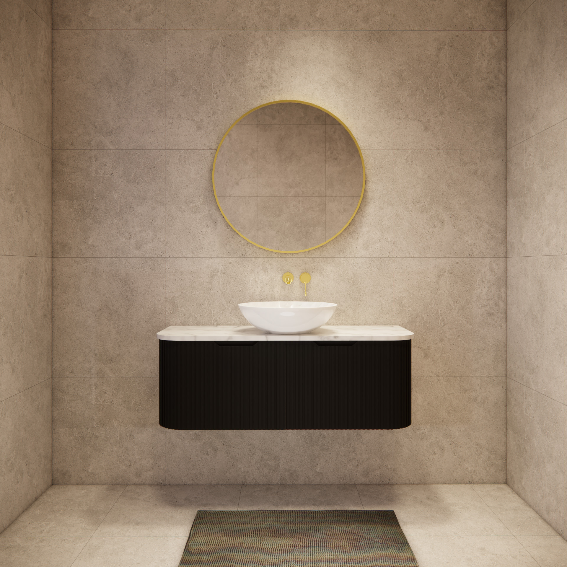 Bergen WH1200 1200mm Wall Hung Vanity - Matt Black