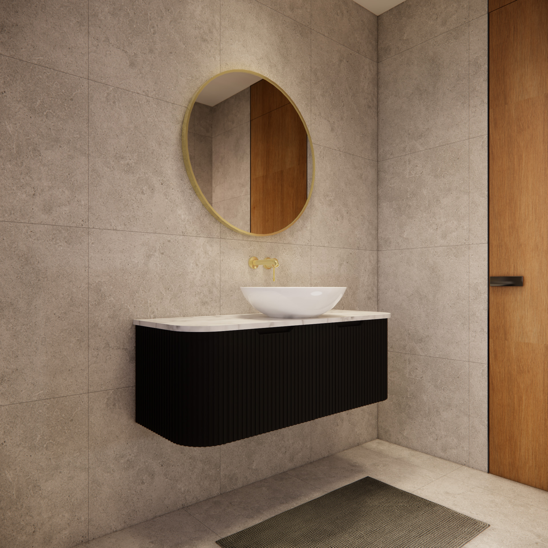 Bergen WH1200 1200mm Wall Hung Vanity - Matt Black