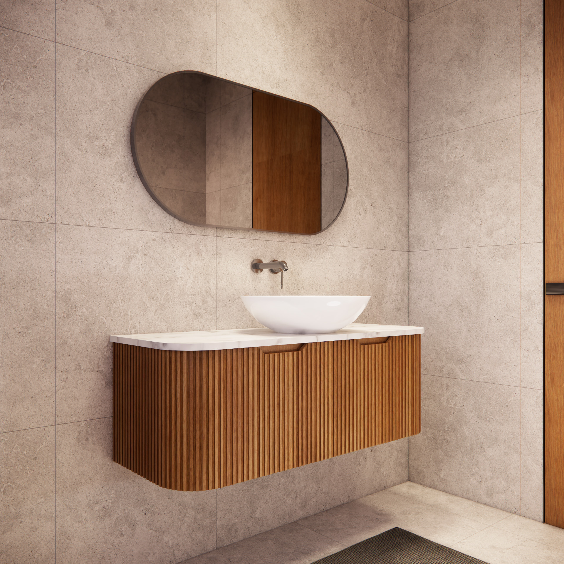 Bergen WH1200 1200mm Wall Hung Vanity - Solid Timber Fluted