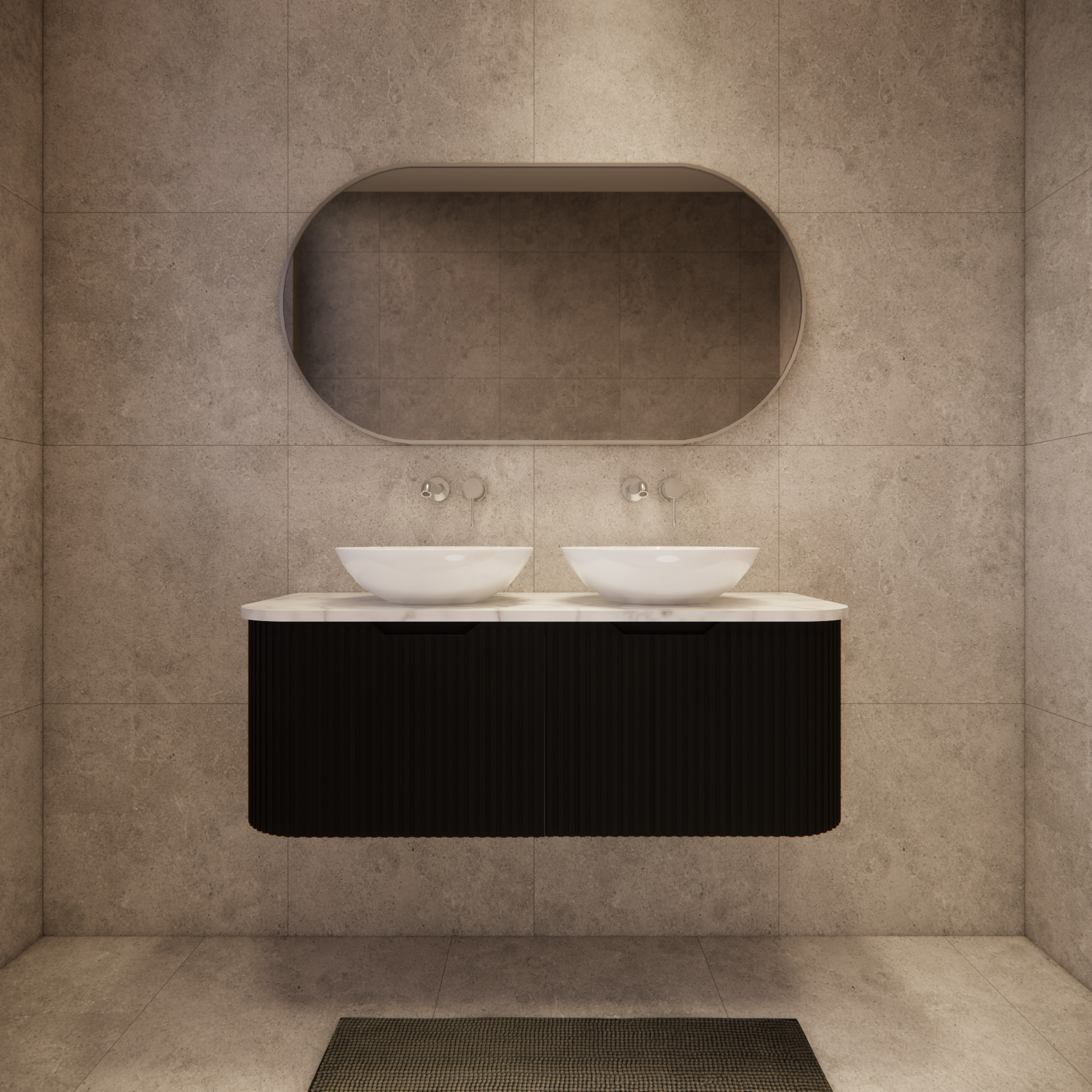 Bergen WH1200 1200mm Wall Hung Vanity - Matt Black